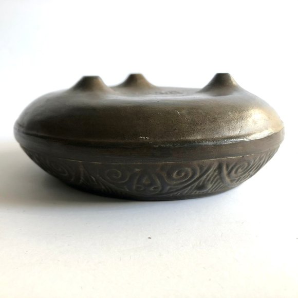Vintage 30s Tokanabe Pottery Japanese Bonsai Dish Footed Embossed Planter Bowl - Picture 6 of 10